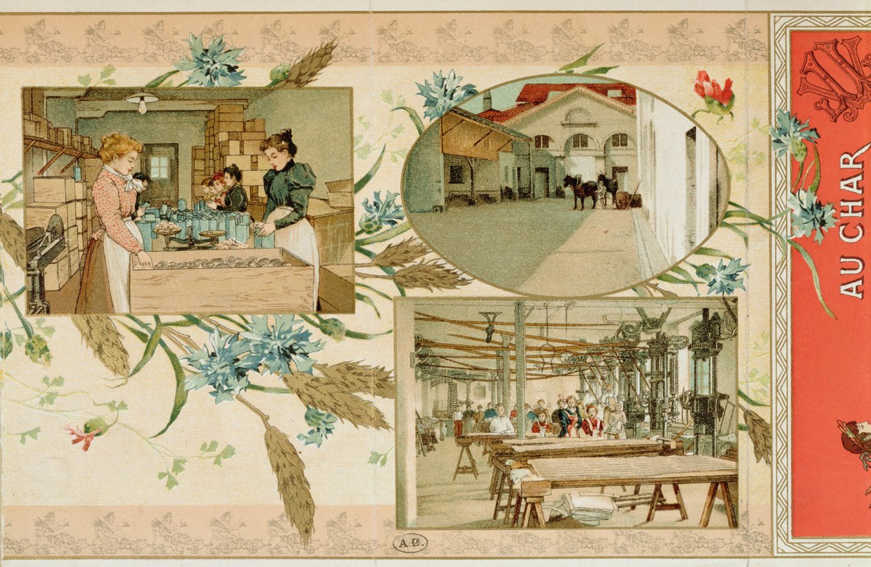 Tilberedning af pasta i en fabrik, ca. 1900 af French School