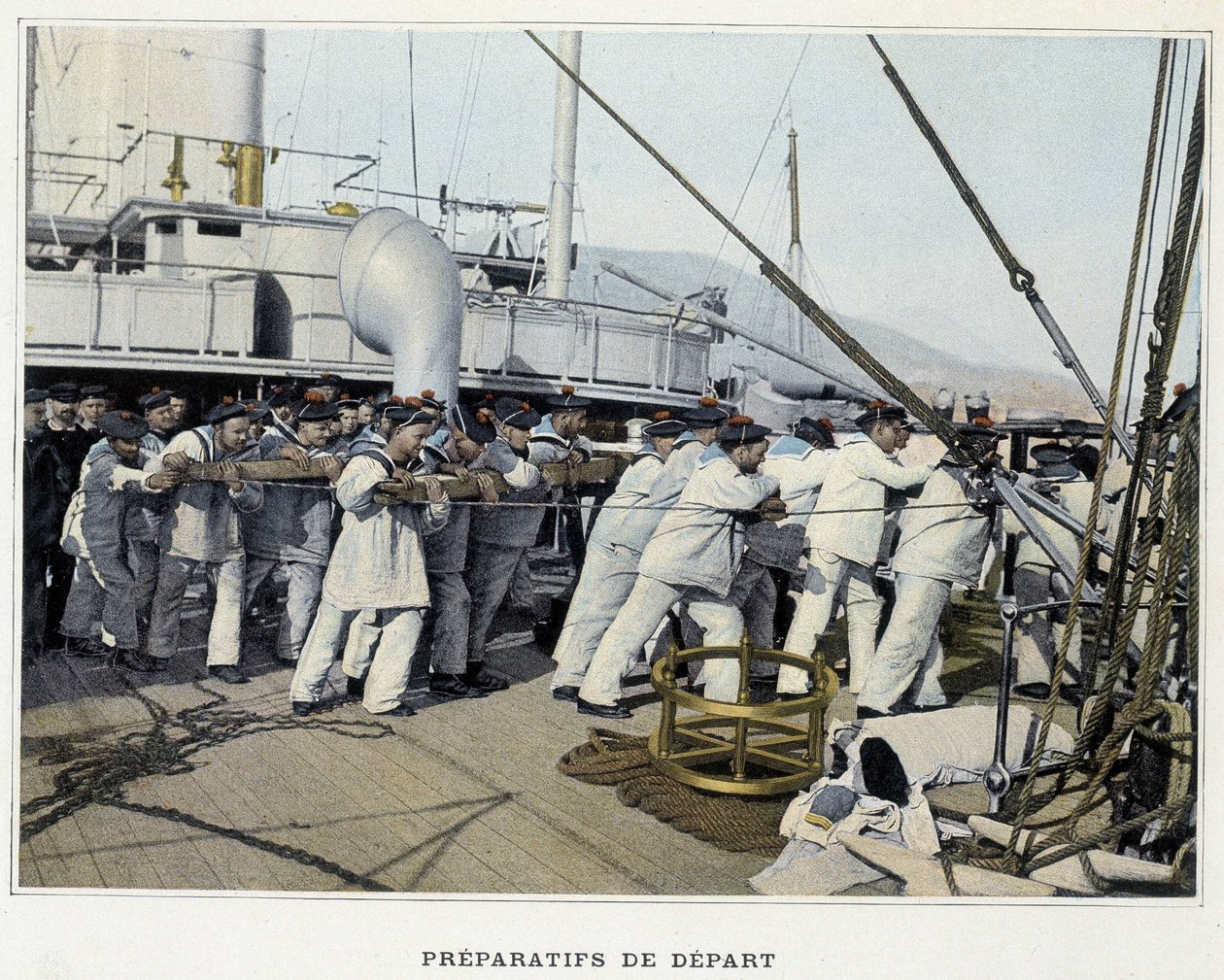 Forberedelser til afgang - i ""Militært album - Navy: Life on board" af French School