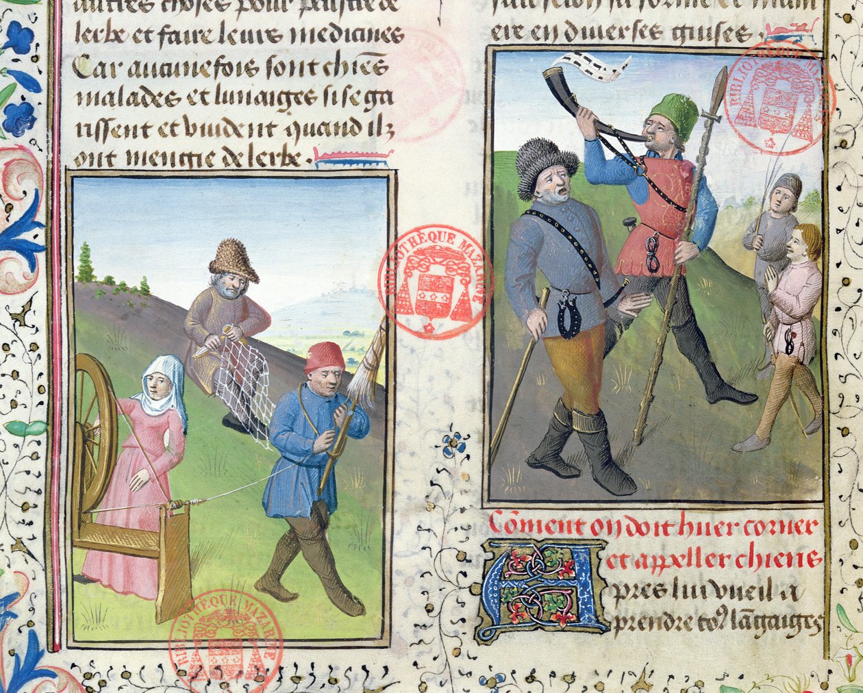 Klargøring af net til jagt, fra Livre de la Chasse af Gaston Phebus de Foix (1331-91) af French School