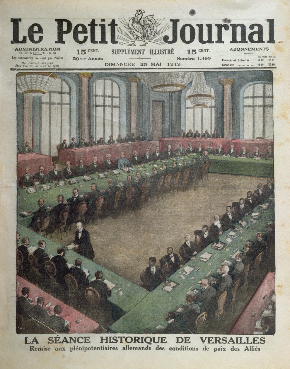 Præsentation af de allierede fredsbetingelser for de tyske delegerede den 7. maj 1919 i Versailles, forsiden af Le Petit Journal, 25. maj 1919 af French School