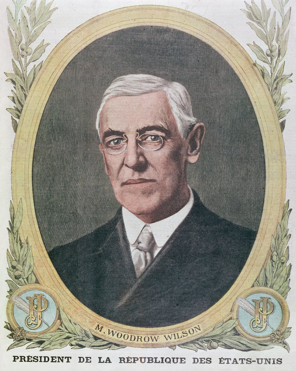 Præsident Woodrow Wilson (1856-1924), illustration fra Le Petit Journal 1917 af French School