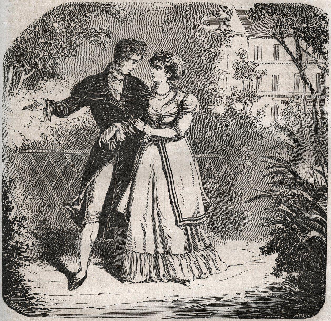 Prinsesse af Wales Carolina af Brunswick (1768-1821) på tur med sin elsker, Bartolomeo Bergami. Indgravering fra 1871 i "Histoire Des Cocus Celebres"" af Henry de Kock (1819-1892). af French School