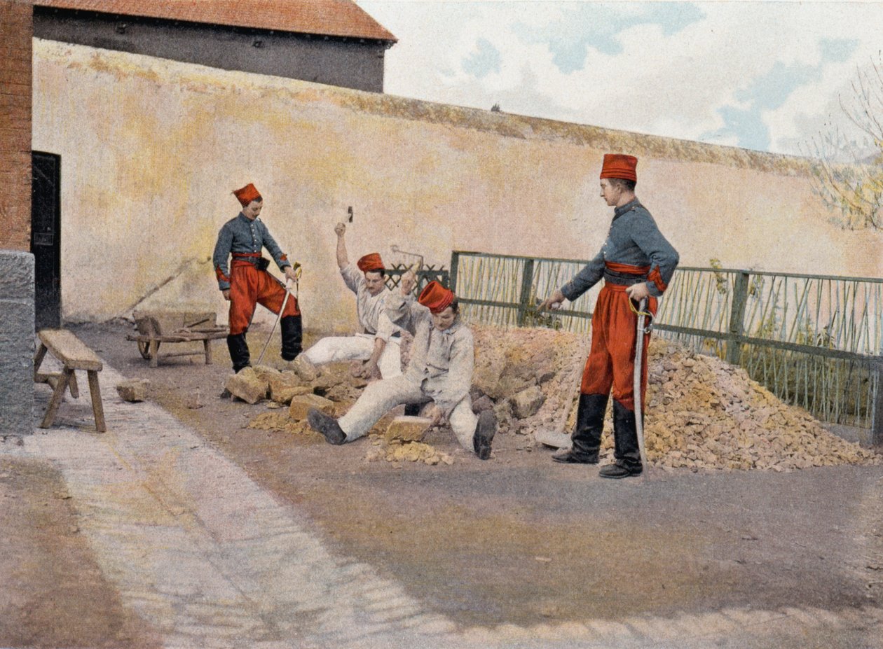 Fanger i Biribi (fanger, der brækker småsten) - i "" Military Album" - afrikanske jægere af French School