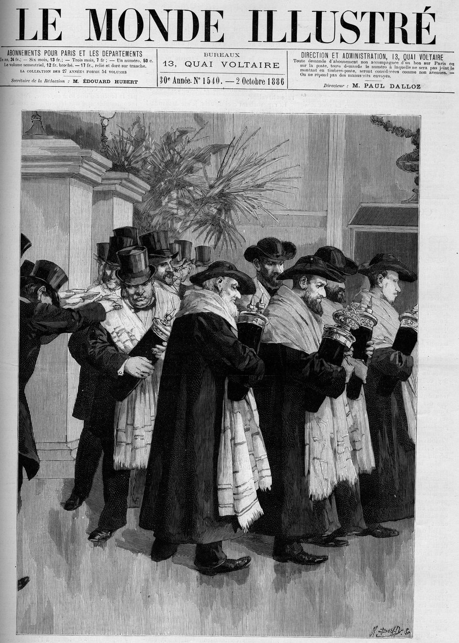 Procession til indvielsen af det nye israelske tempel i Versailles. Indgravering i "The Illustrous World"" 1886. af French School