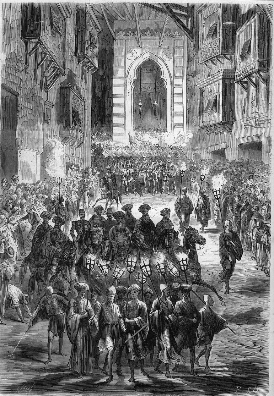 Procession i Kairos gader på den første dag i ramadanen. Egypten af French School