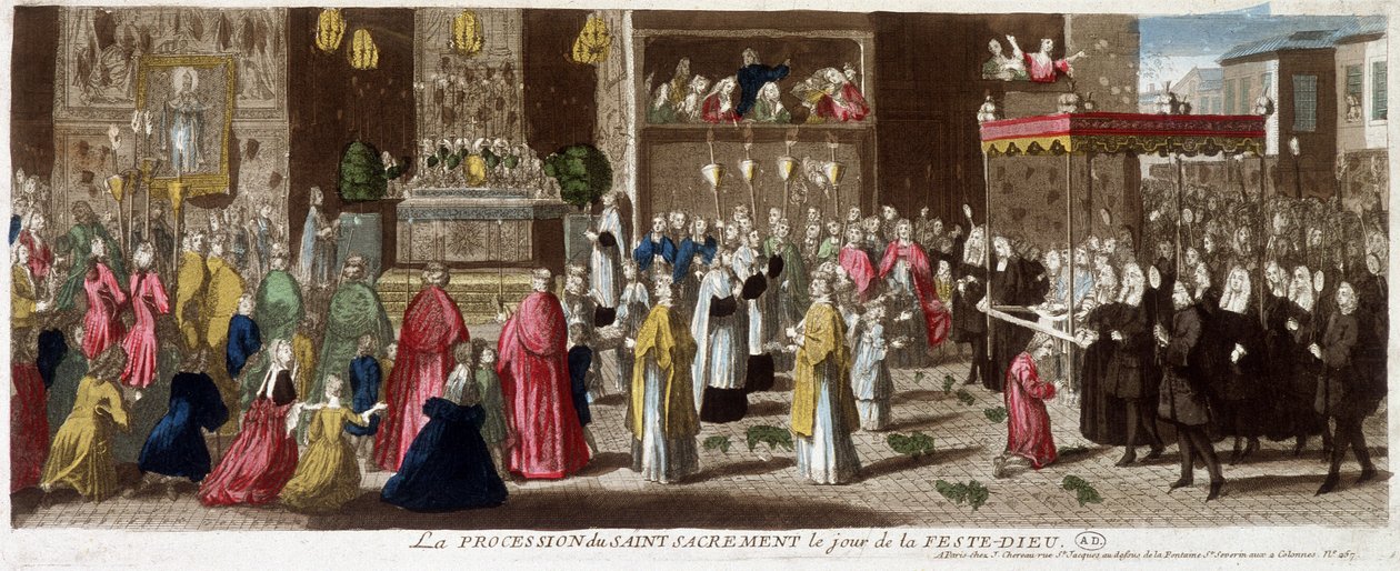 Procession af det hellige sakramente på festdagen-Dieu, Paris, v.1715 af French School