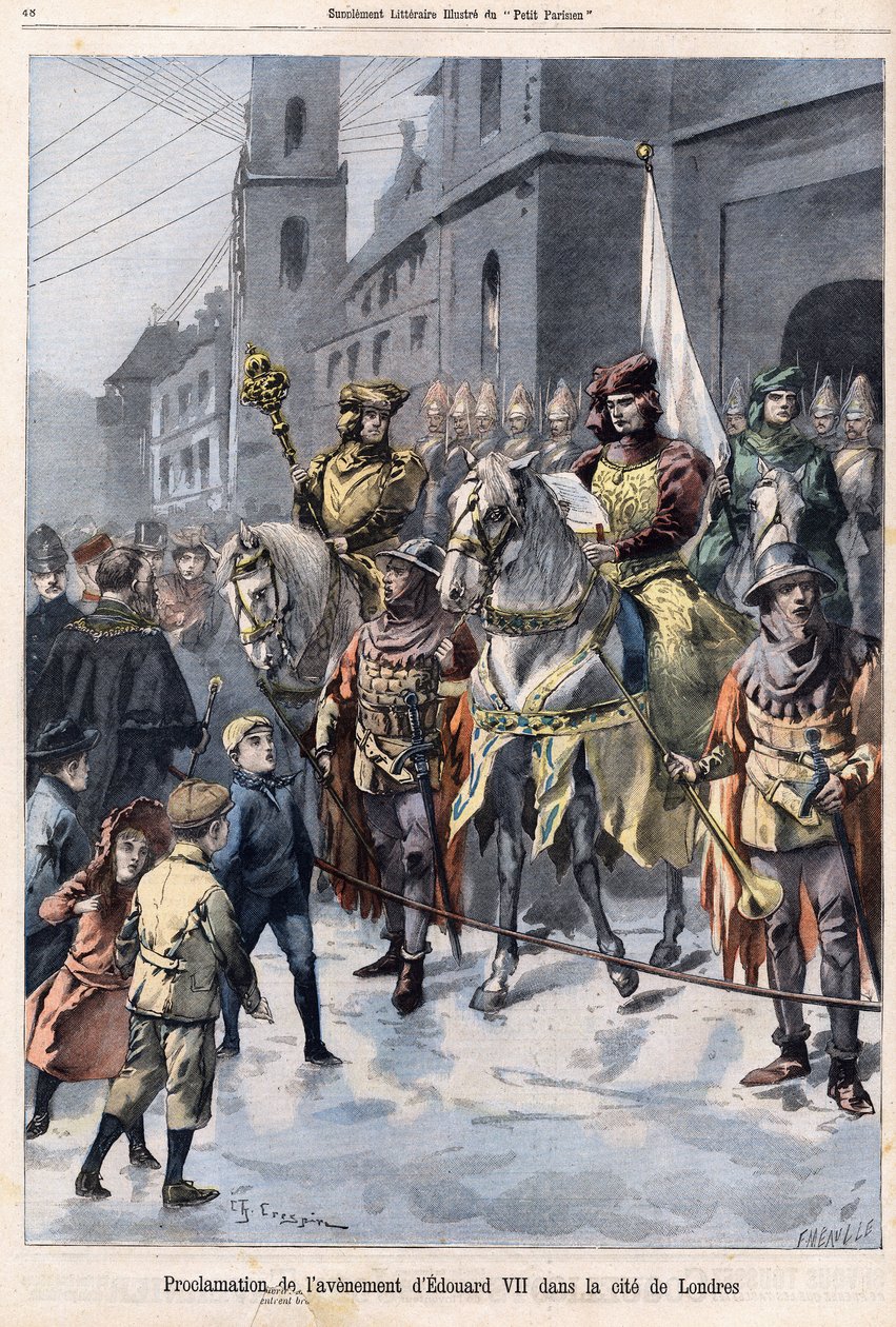 Proklamation af fremtiden for Edward VII, konge af England (1841-1910) på dagen for dronning Victorias død den 22. januar af French School