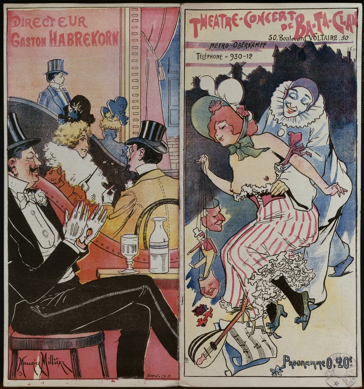 Program for Ba-ta-klanen Cafe Koncert, ca. 1905 af French School