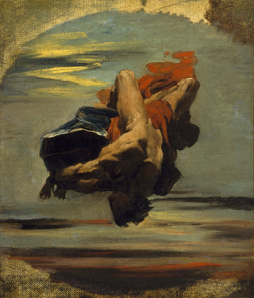 Prometheus falder fra klippen (olie på lærred) af French School