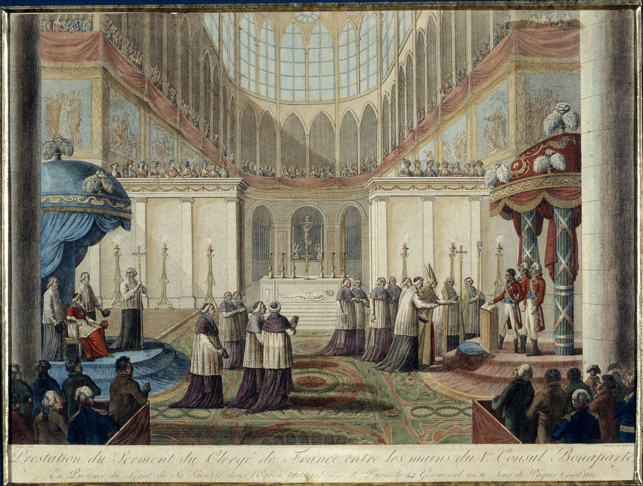 Bekendtgørelse af konkordatet af 1801: svoret i ed af den franske gejst i hænderne på den 1. konsul Bonaparte, i nærværelse af legaten af hans Hellighed i Metropolitan Church of Paris den 22. spireår 10, påskedag 8. april 1802 af French School
