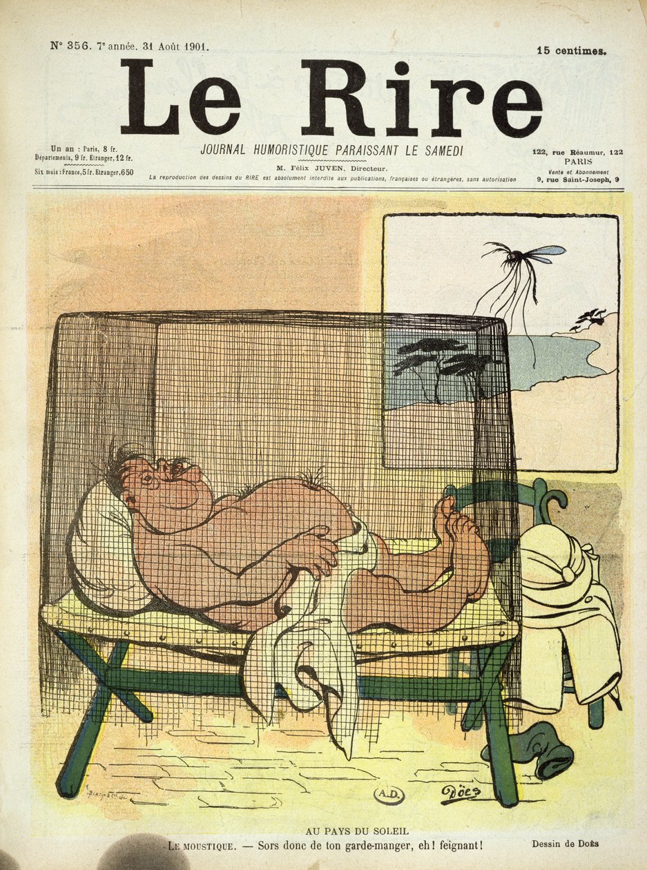 Beskyttelse mod myg i kolonierne, fra Le Rire, 31. august 1901 af French School