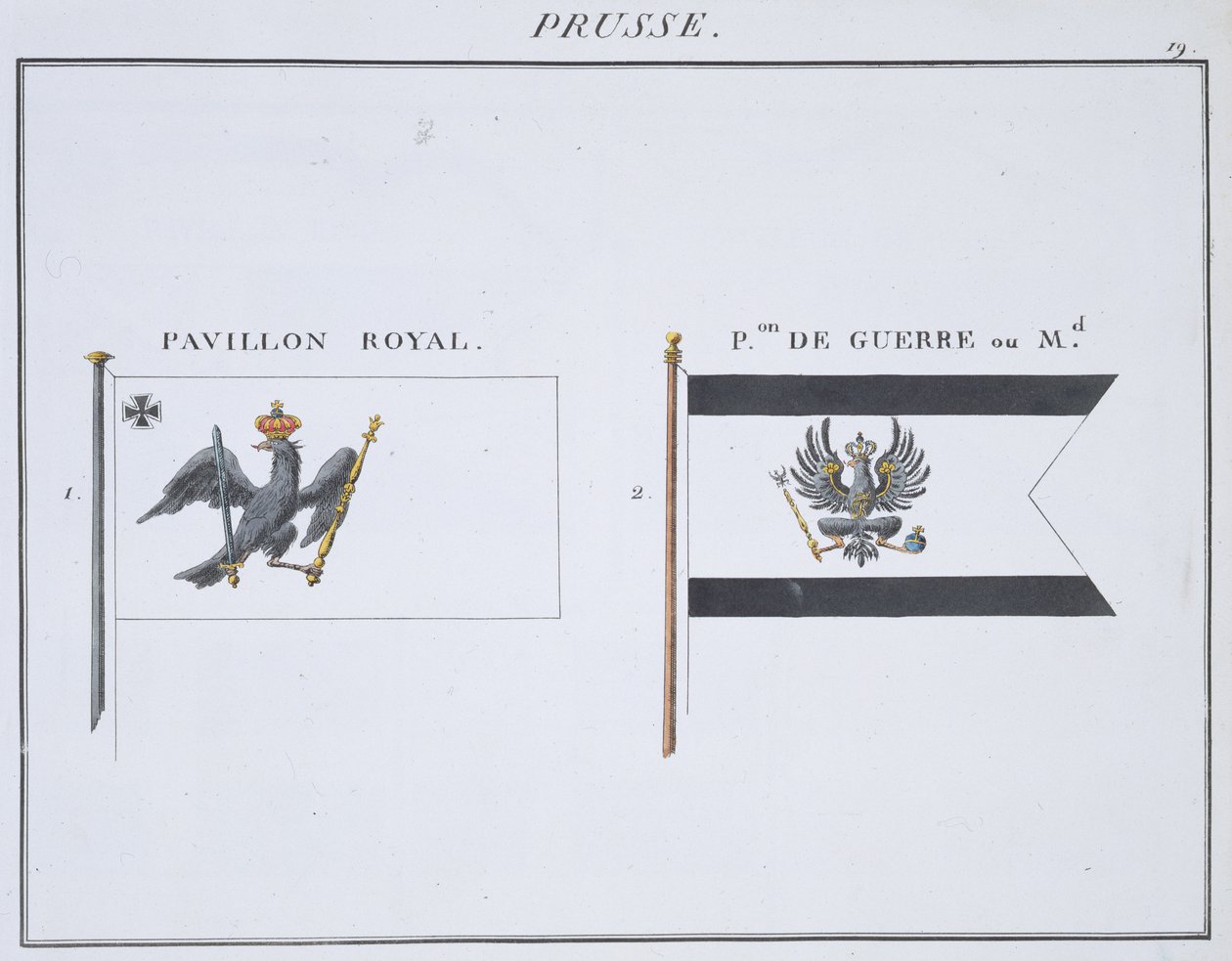 Preussiske flag, fra en fransk bog med flag, ca. 1819 af French School
