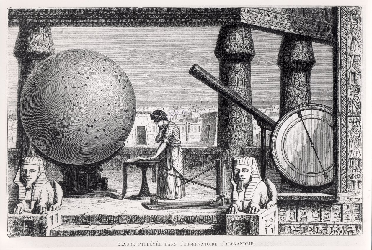 Ptolemæus (ca. 90-168) (Claudius Ptolemaeus) i observatoriet i Alexandria, fra La Vie des Savants Illustres af Louis Figuier af French School