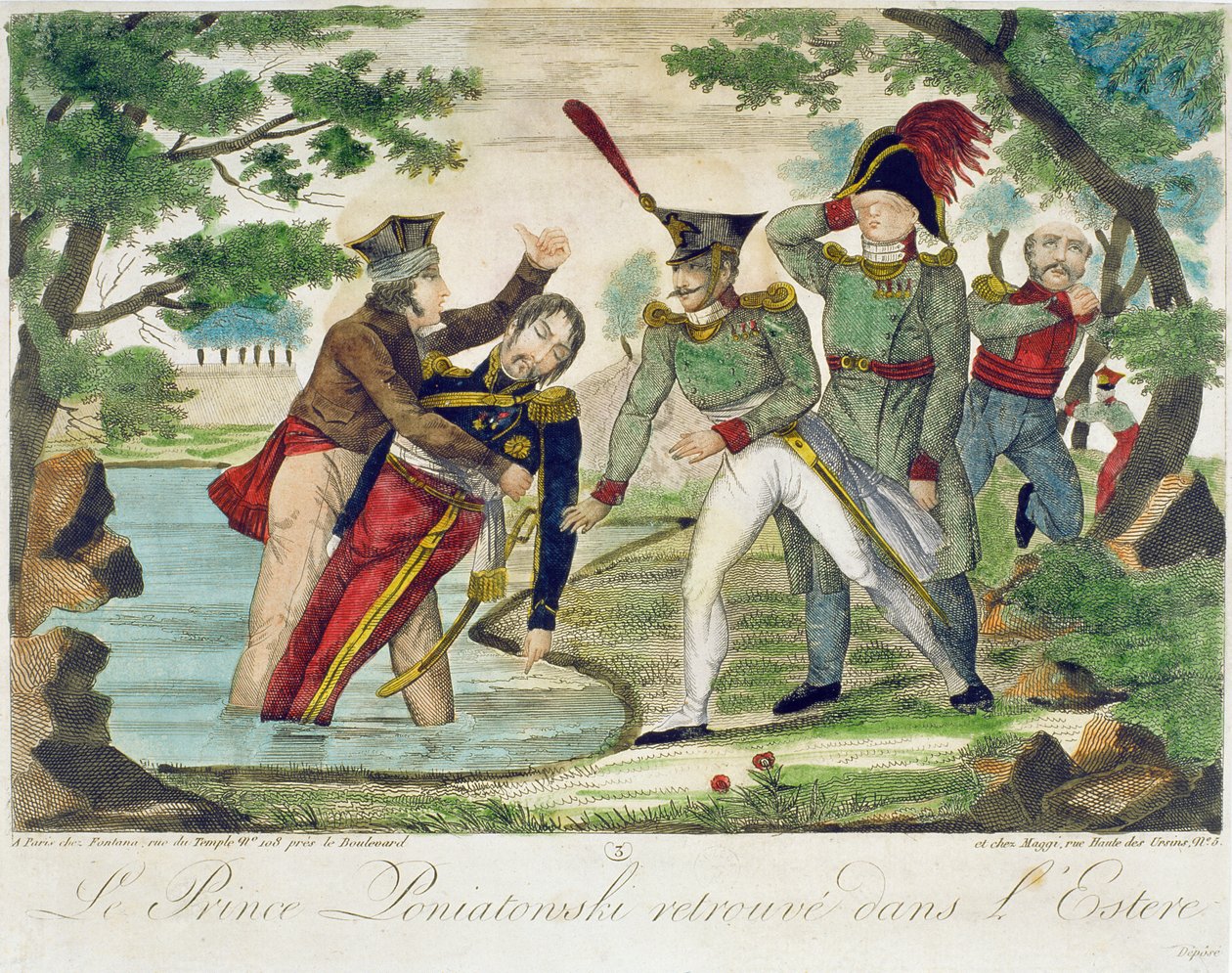 Trækker prins Joseph Poniatowski (1763-1813) fra Elstera-floden, 1813 af French School