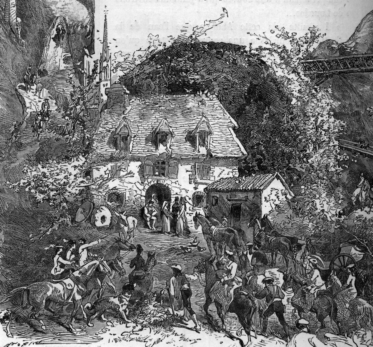 Pyrenæiske turister på pilgrimsrejse til Lourdes, Hautes Pyrenees (65) af French School
