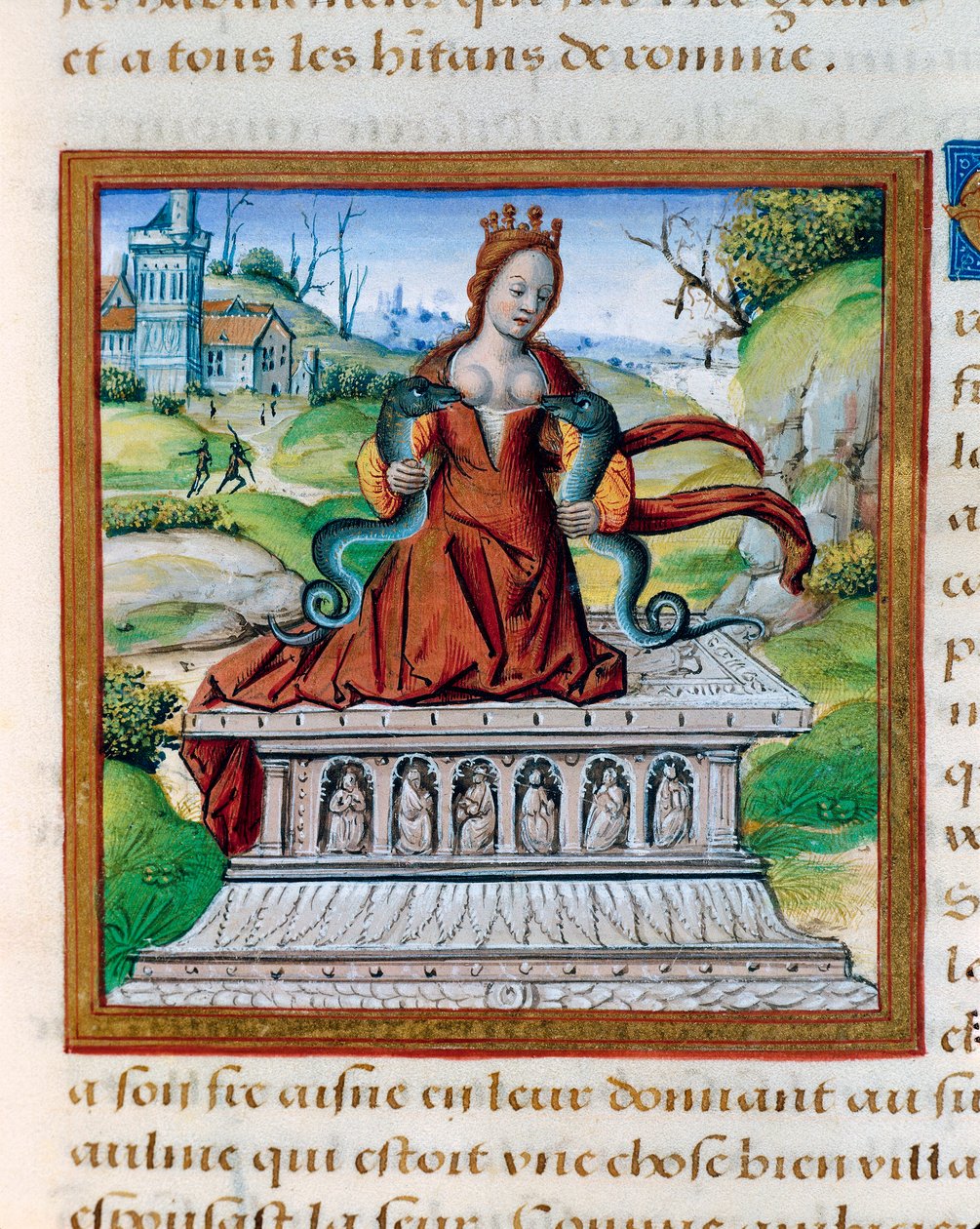 Dronning Kleopatra og de to slanger, ca. 1505 (miniature) af French School