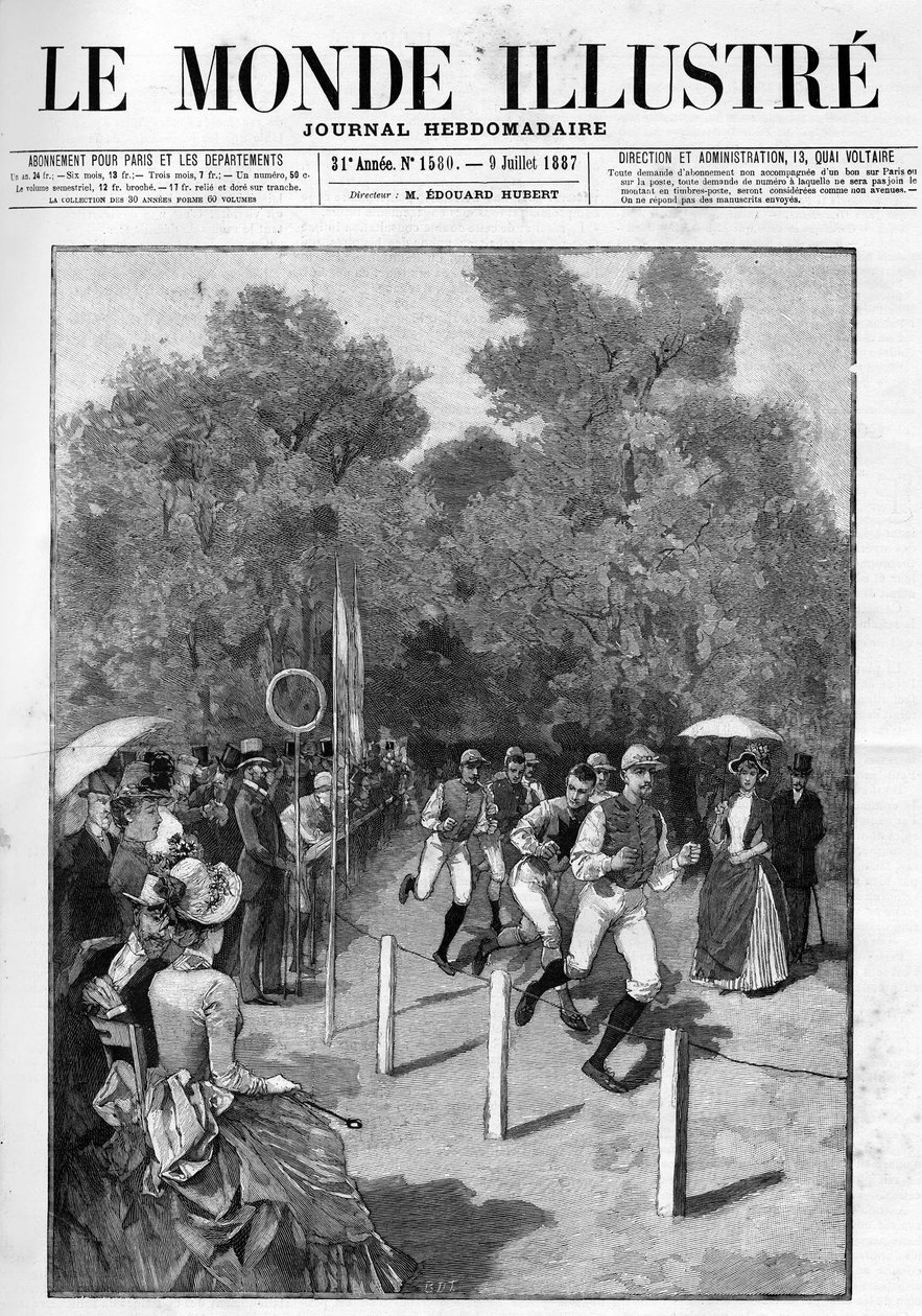 Race for Racing Club ved Bois de Boulogne i 1887. af French School