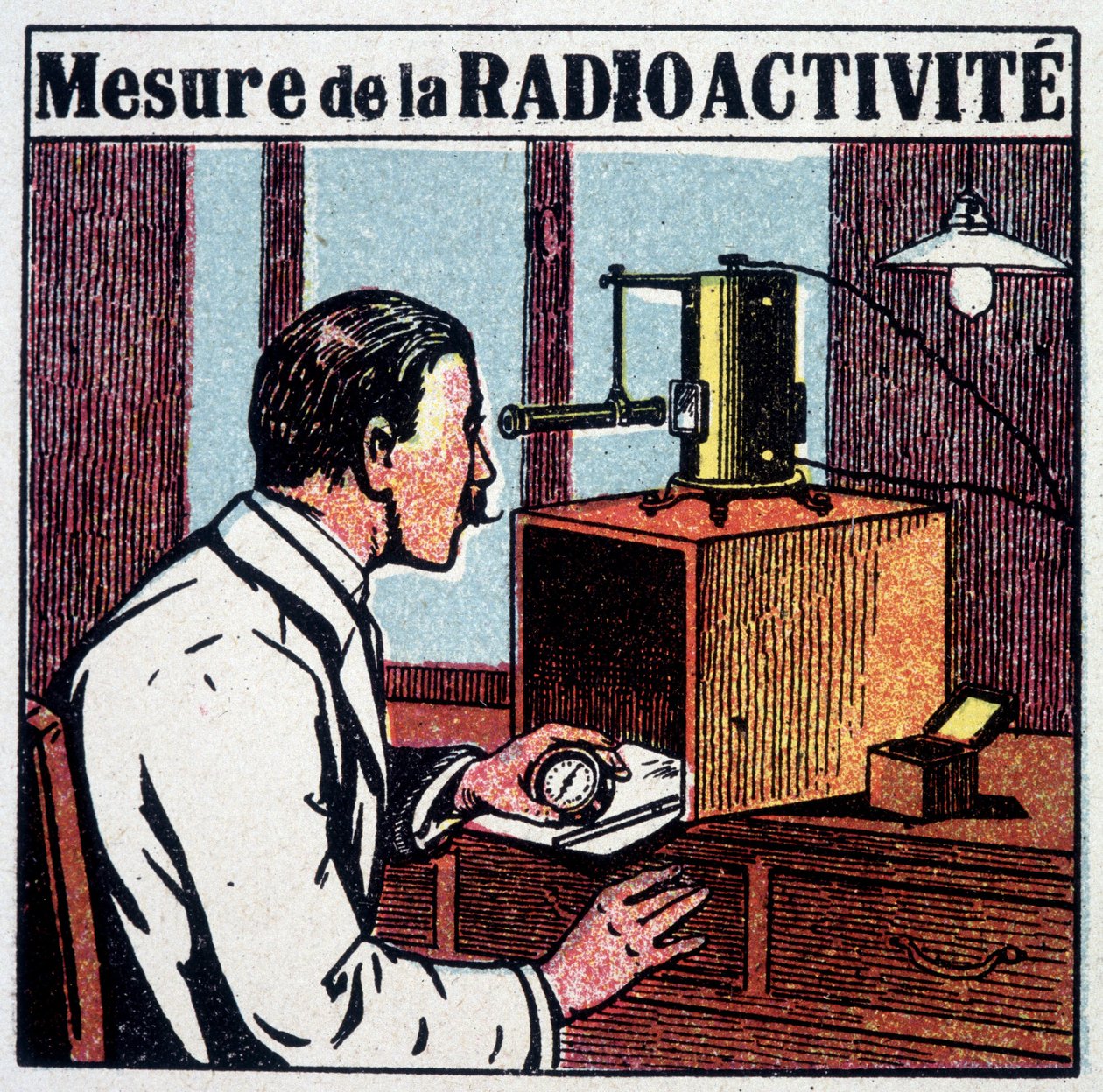 Radioaktivitetsmåling - gravering, 20. århundrede af French School