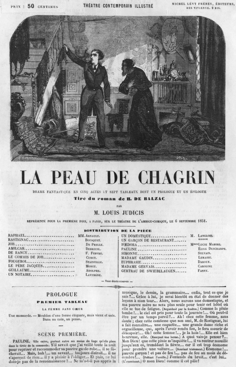 Raphael de Valentin og butiksejeren, illustration fra 