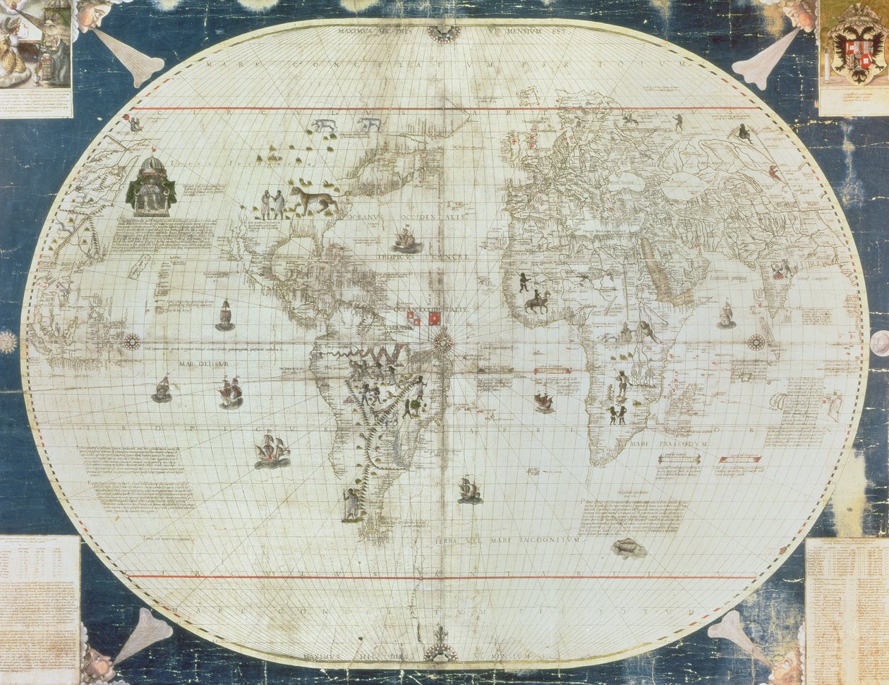 Rc C 2487 Verdenskort, designet af Sebastien Cabot (c.1476-1557), 1544 af French School
