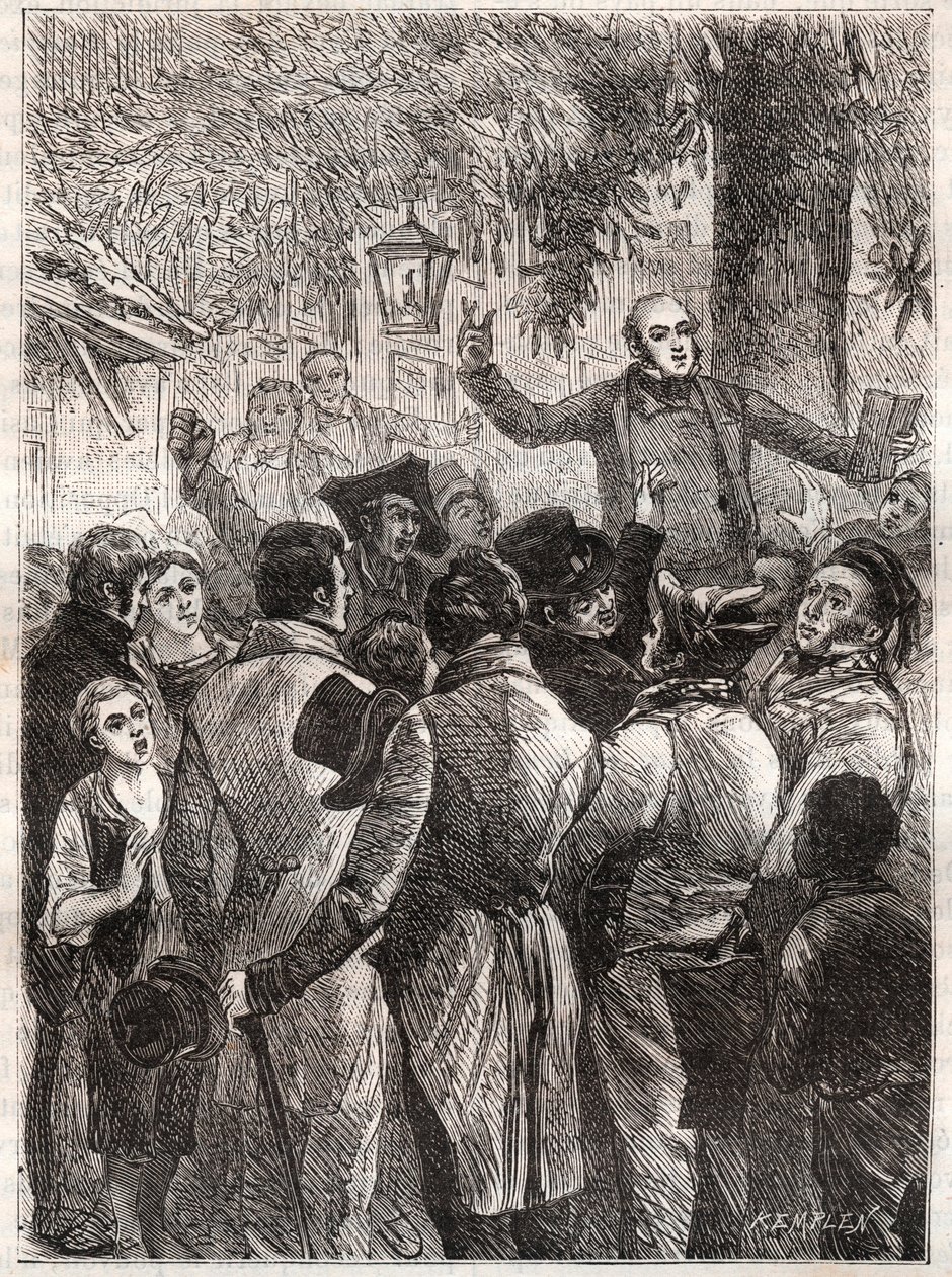 Læsning af pjecen af Louis Marie de Lahaye de Cormenin (1788-1868) i 1838 (Tres-ydmyger protester af Timon om en kompensation af en ny art, som borgerlisten foregiver at fastslå mellem fire millioner, som den skylder til Tresor og fire mølle af French School
