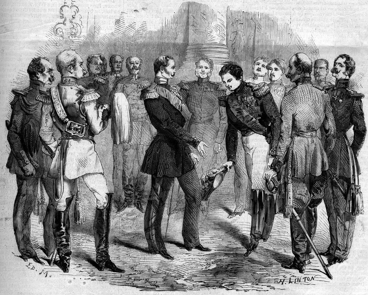 Modtagelse af den franske kejser Napoleon III (1808-1873) af den russiske zar Alexander II (1818-1881) i Warszawa (Polen) af French School