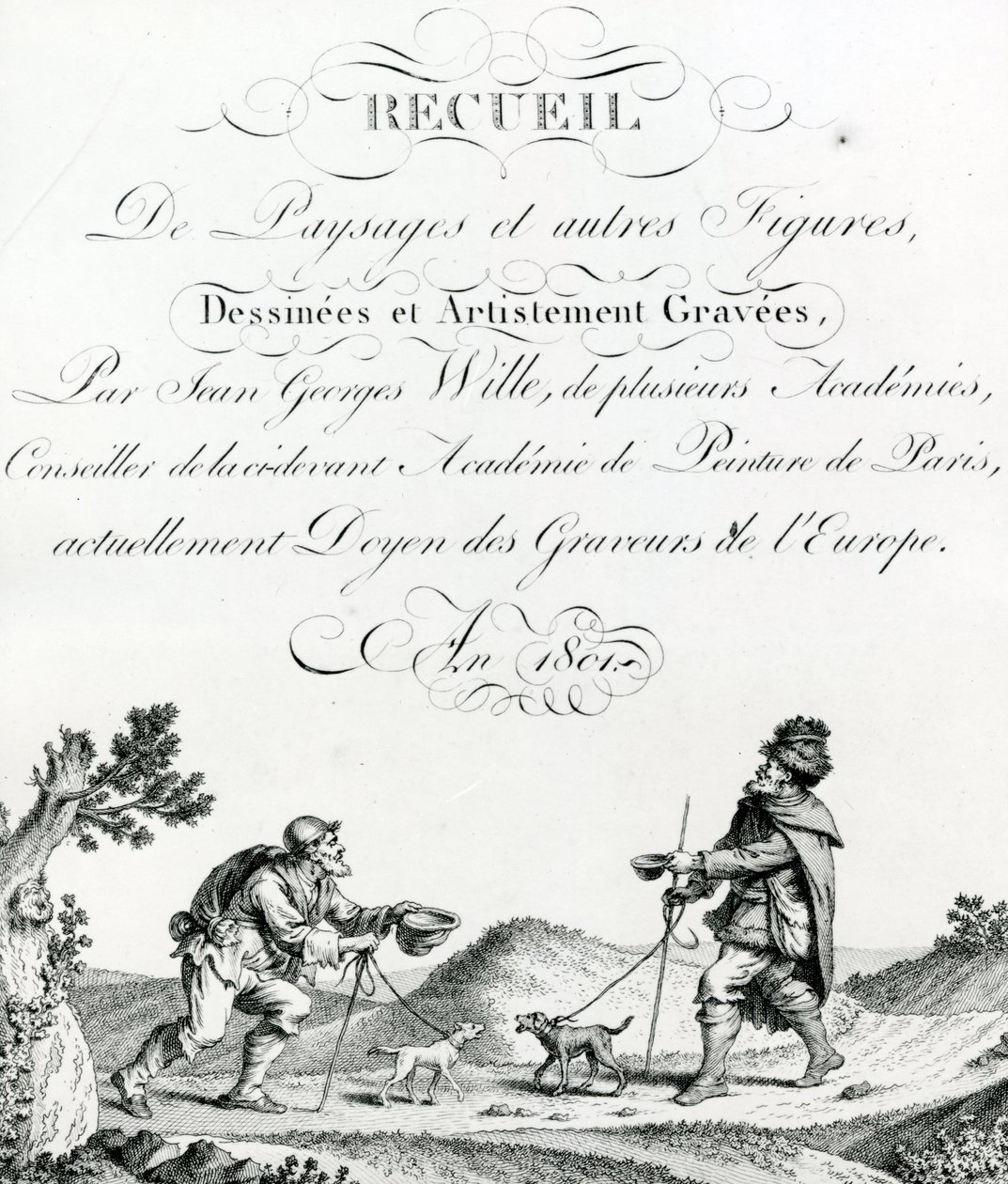 Samling af Landskaber og andre Figurer, tegnede og kunstnerisk indgraverede af Johann Georg Wille af French School