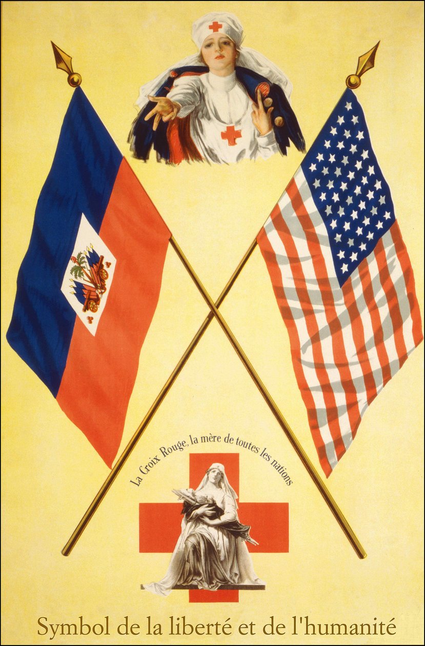 Røde Kors plakat "" Symboler for frihed og menneskelighed - Røde Kors, alle nationers moder"", sd. mellem 1914-1918. af French School