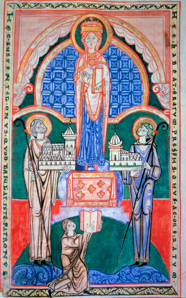 Jomfruens Regne om foreningen af klosteret i Citeaux og klosteret i Saint Vaast (Saint-Vaast). Den hellige Hieronymus. Kommentar til Jeremie. Miniature fra Citeaux-manuskript, ca. 1125. 32,6 x 31,7 cm. Dijon, Kommunebibliotek (Ms. 130) af French School