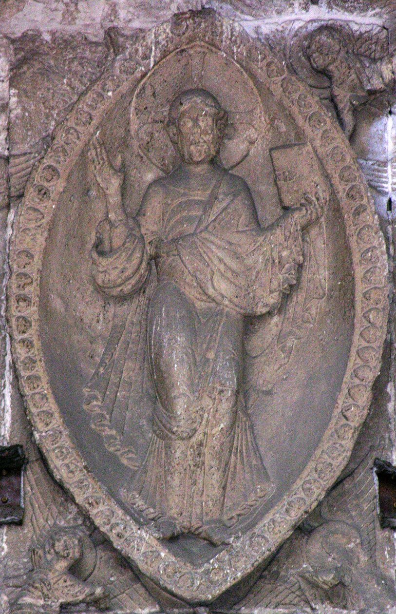 Relief forestillende Kristus i en mandorla, fra norddøren af French School