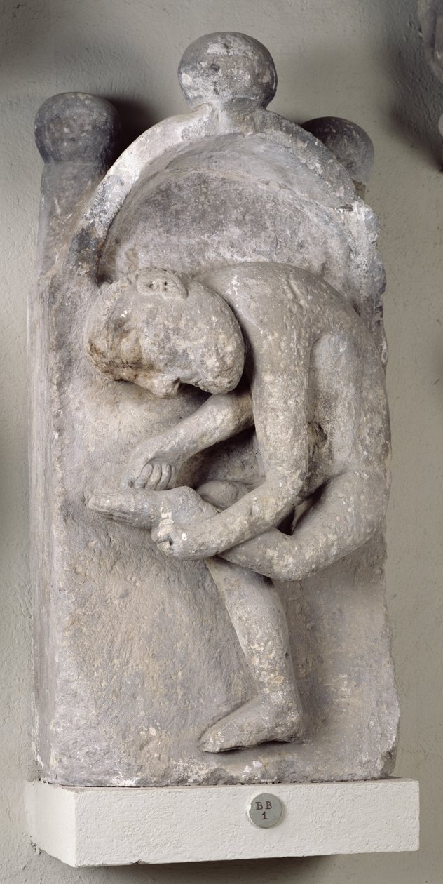 Relief, der forestiller en mand, der fjerner en torn fra sin fod af French School