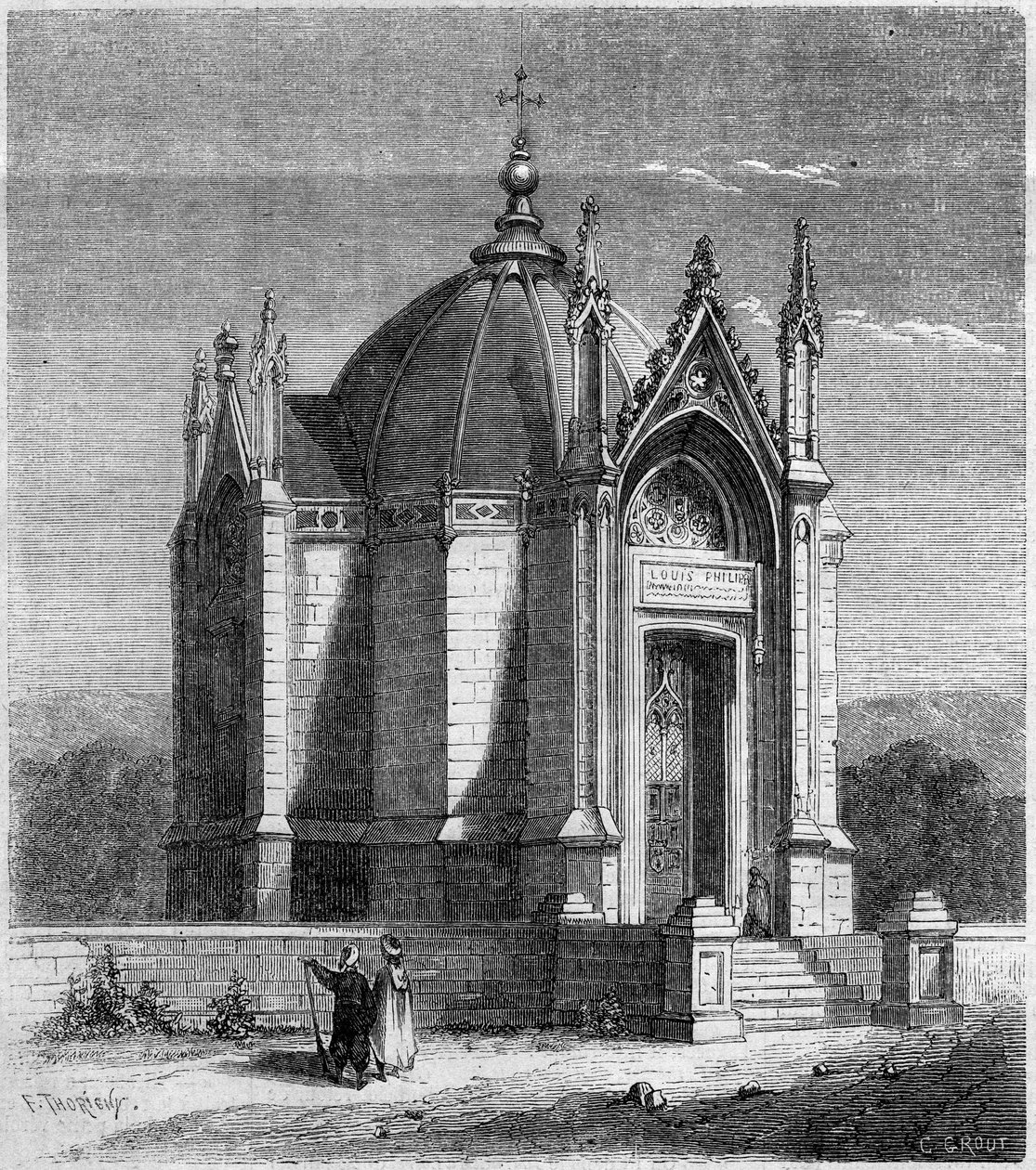 Religiøs arkitektur: udvendig udsigt over kapellet Saint Louis (1842), Kartago, Tunesien af French School