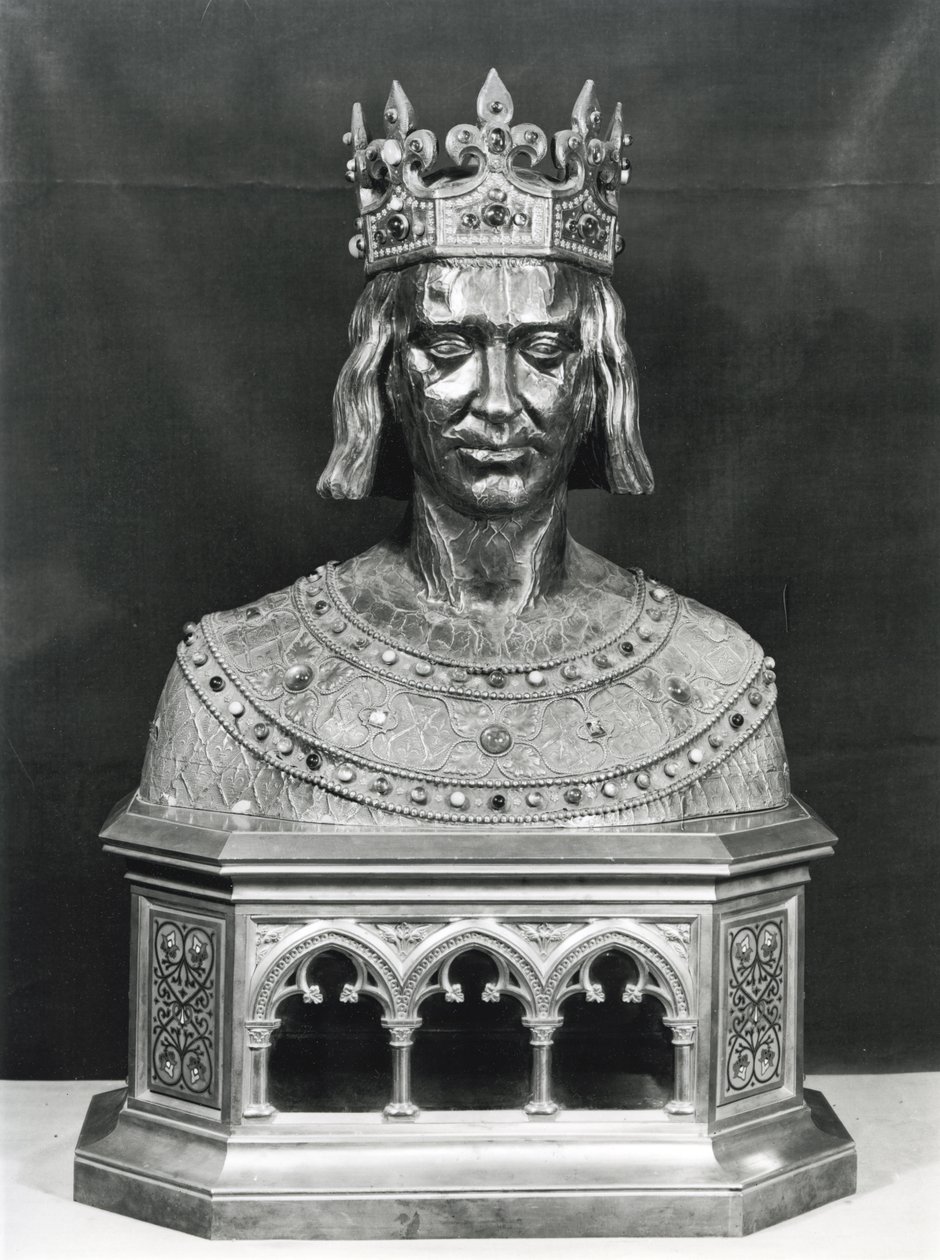 Relikviebuste af St. Louis (1214-70) (forgyldt sølv) af French School