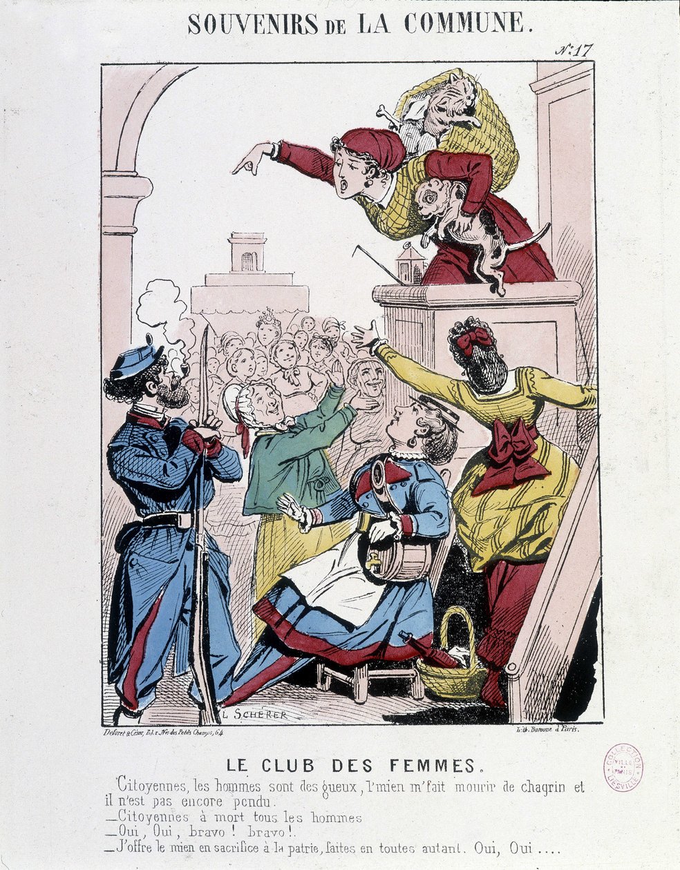 Minde om kommunen: Kvindeklubben - Karikatur, Musee Carnavalet af French School