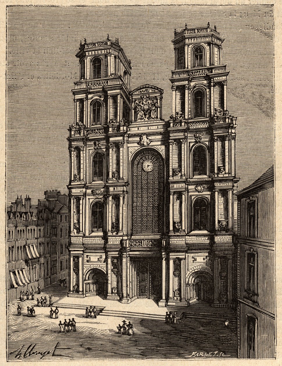 Rennes - La Cathedrale Saint Pierre - - gravering i "" PATRIE" - PECTUREQUIREQUE BESKRIVELSE AF FRANKRIG I 6 BIND AF LUCIEN HUARD - slutningen af ​​1800-tallet af French School