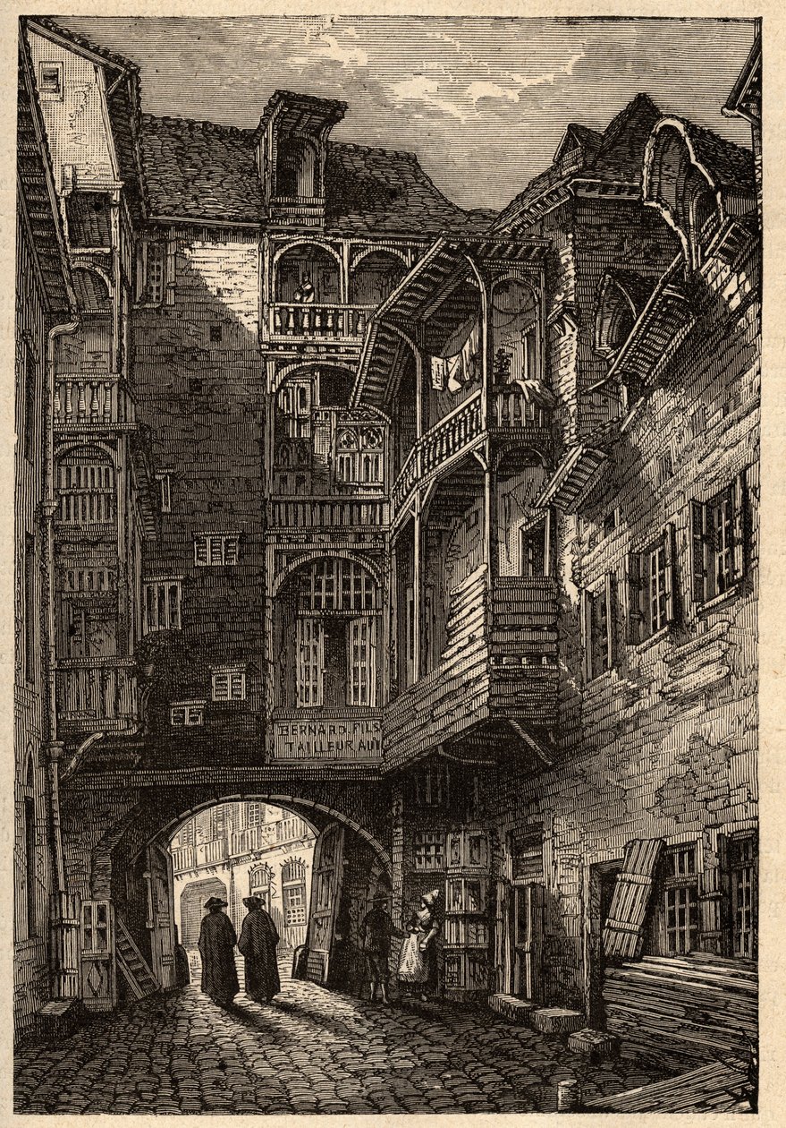 Rennes - Den gamle port til Passage des Carmelites - indgravering i "" PATRIE" - PECTUREQUIREQUE BESKRIVELSE AF FRANKRIG I 6 BINDE AF LUCIEN HUARD - slutningen af ​​1800-tallet af French School