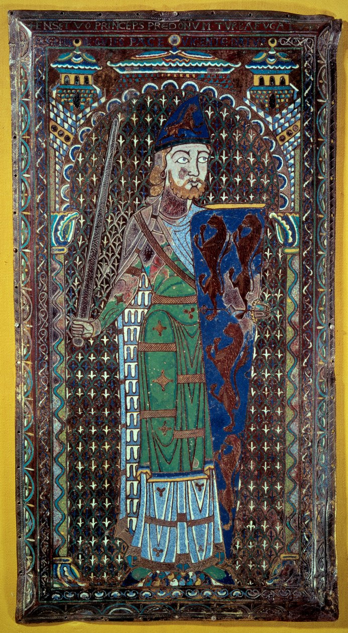 Repræsentation af Geoffroi V (Geoffroy) Le Bel Plantagenet (greve af Maine og Anjou, hertug af Normandiet) (1113-1151) Gravplade i e-mail. 1151. Museum i Tesse. Le Mans af French School