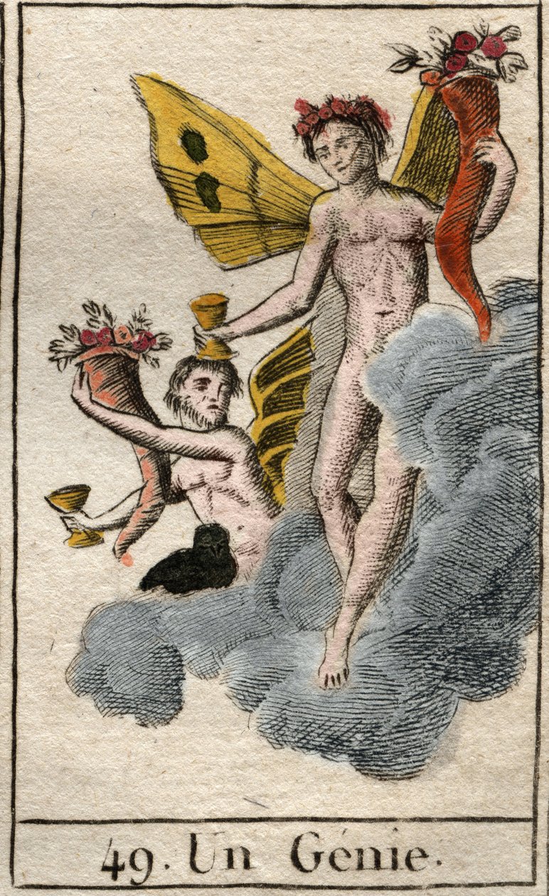Repræsentation af naturens geni. Fra "Mythology of Youth" af Pierre Blanchard 1803. af French School