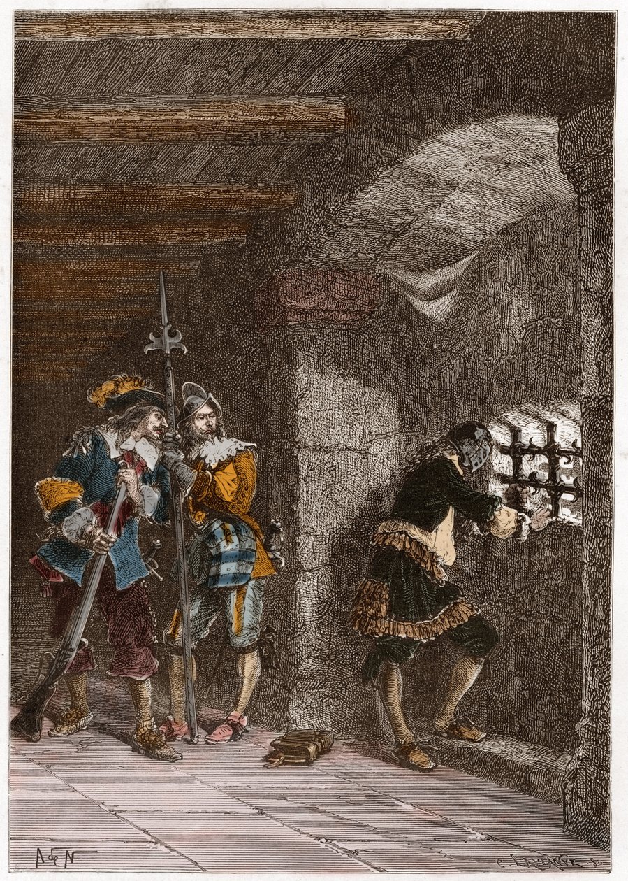 Repræsentation af jernmasken (død 1703) fængslet på øen Sainte Marguerite af French School