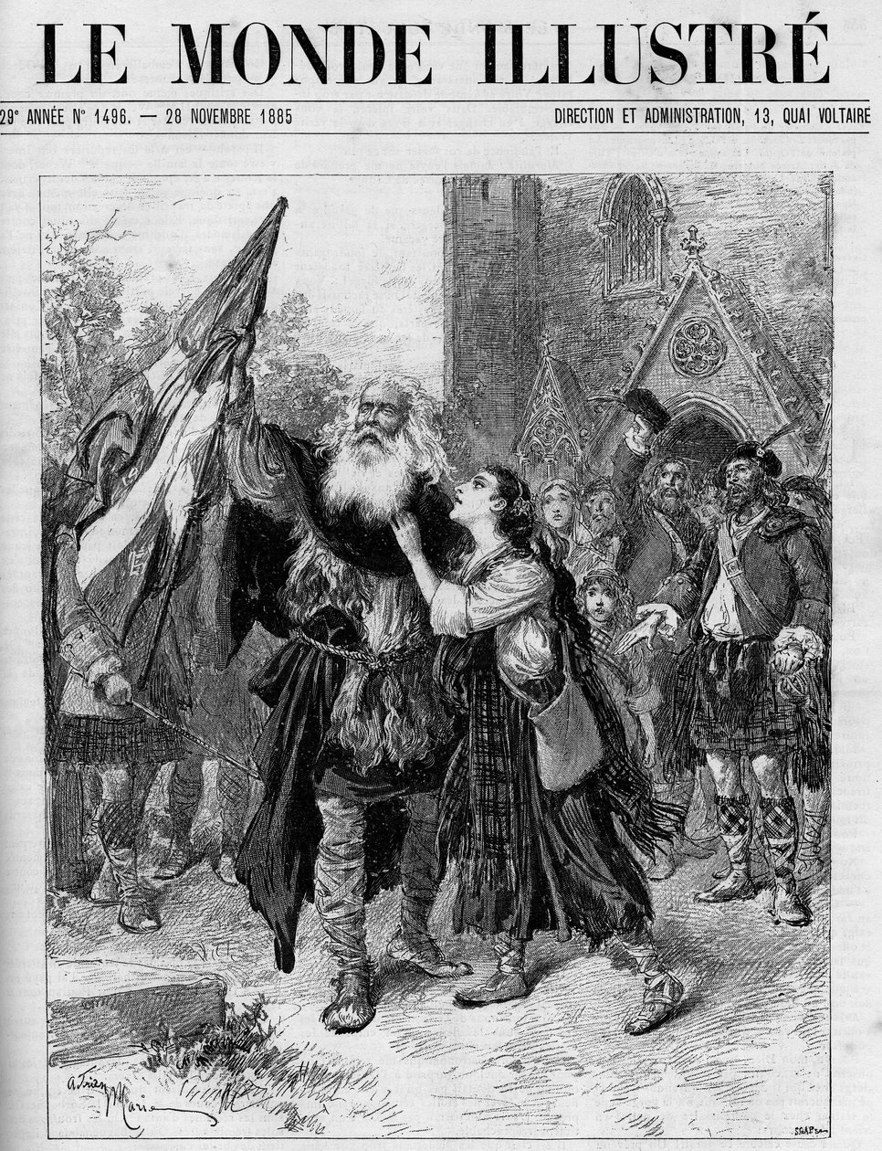 Repræsentation af dramaet i fem akter "" Les Jacobites" af Francois Coppee (1842-1908) på theatre de l