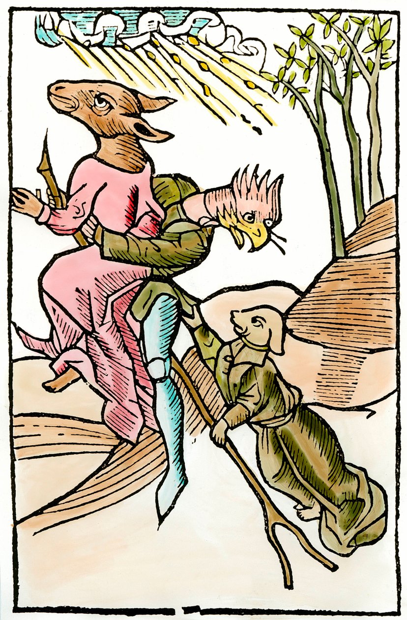 Repræsentationer af dæmoner og lamier hentet fra dæmonologifaget "De lamiis et phitonicis mulieribus" (Heksene og spåmændene) af Ulrich Molitor redigeret af Johan Pruss (aktiv ca. 1488-1493). 1499. Paris. Dekorativ kunst af French School