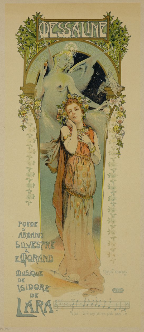 Gengivelse af en plakat, der reklamerer for operaen Messaline, Casino de Monte Carlo, 1898 af French School