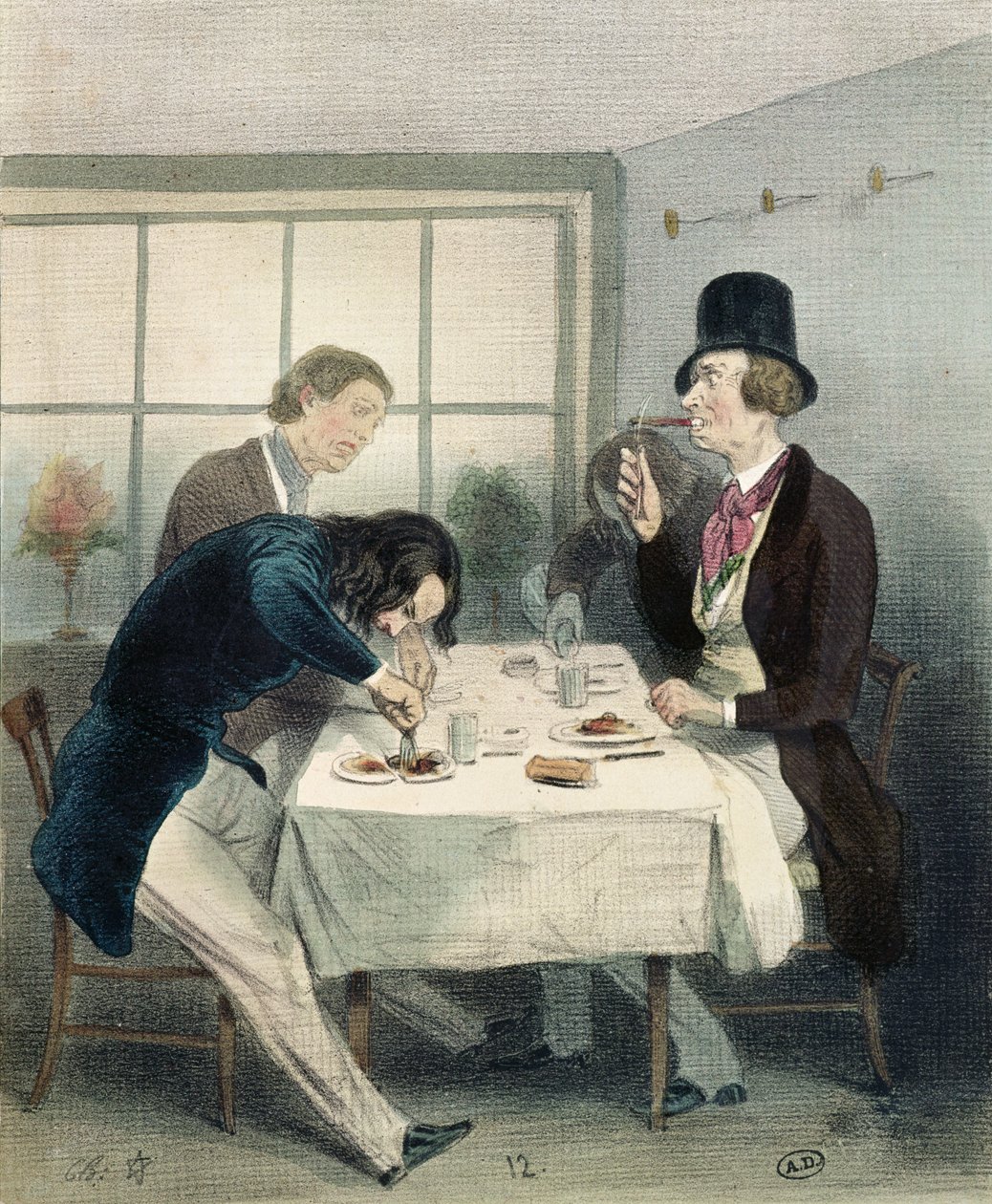 Restaurant i rue Saint-Jacques i Paris, ca. 1840 af French School