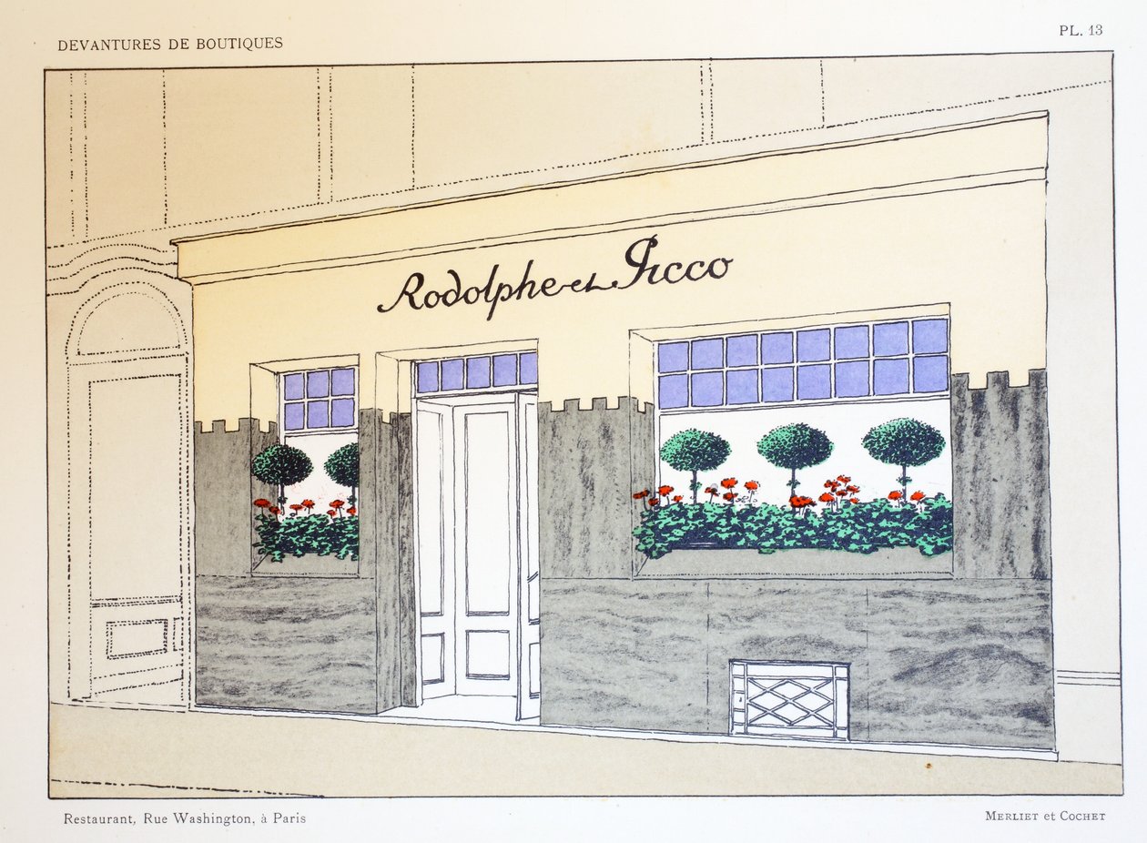 Restaurant, tallerken 13, illustration fra Devantures de Boutiques af Louis-Pierre Sezille, Paris, 1927 af French School