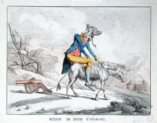 To emigranters tilbagevenden (farvet indgravering) af French School