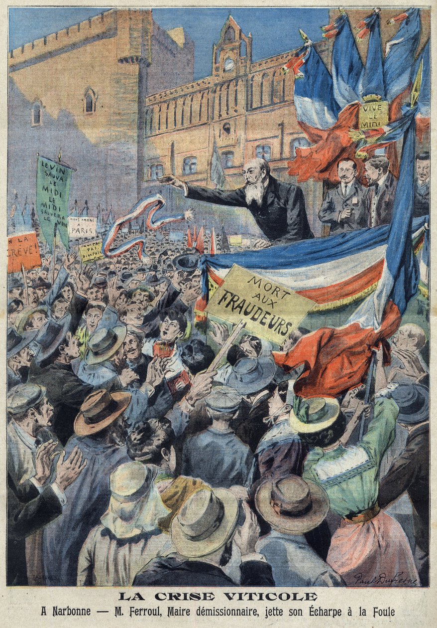 Vinmarkernes oprør i Sydfrankrig i 1907 (print) af French School