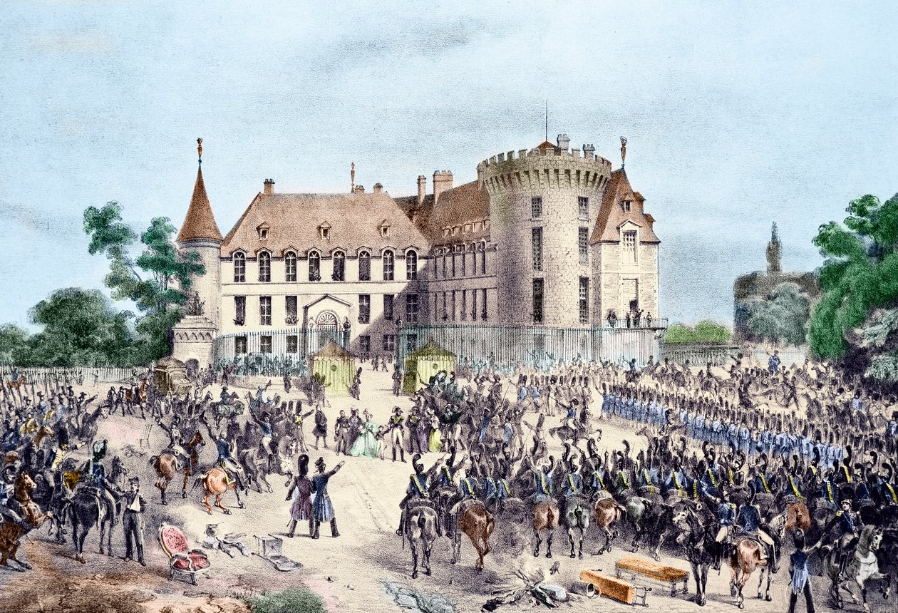 Revolution af 1830, Charles X præsenterer for Nationalgarden (gravering) af French School