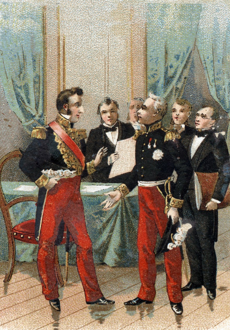 Revolution i juli 1830: "" Du er den bedste af republikkerne"" sætning sagt af La fayette (Lafayette) til hertugen af Orleans, som blev Louis Philippe I (1773-1850), konge af franskmændene, den 26. juli 1830 . af French School