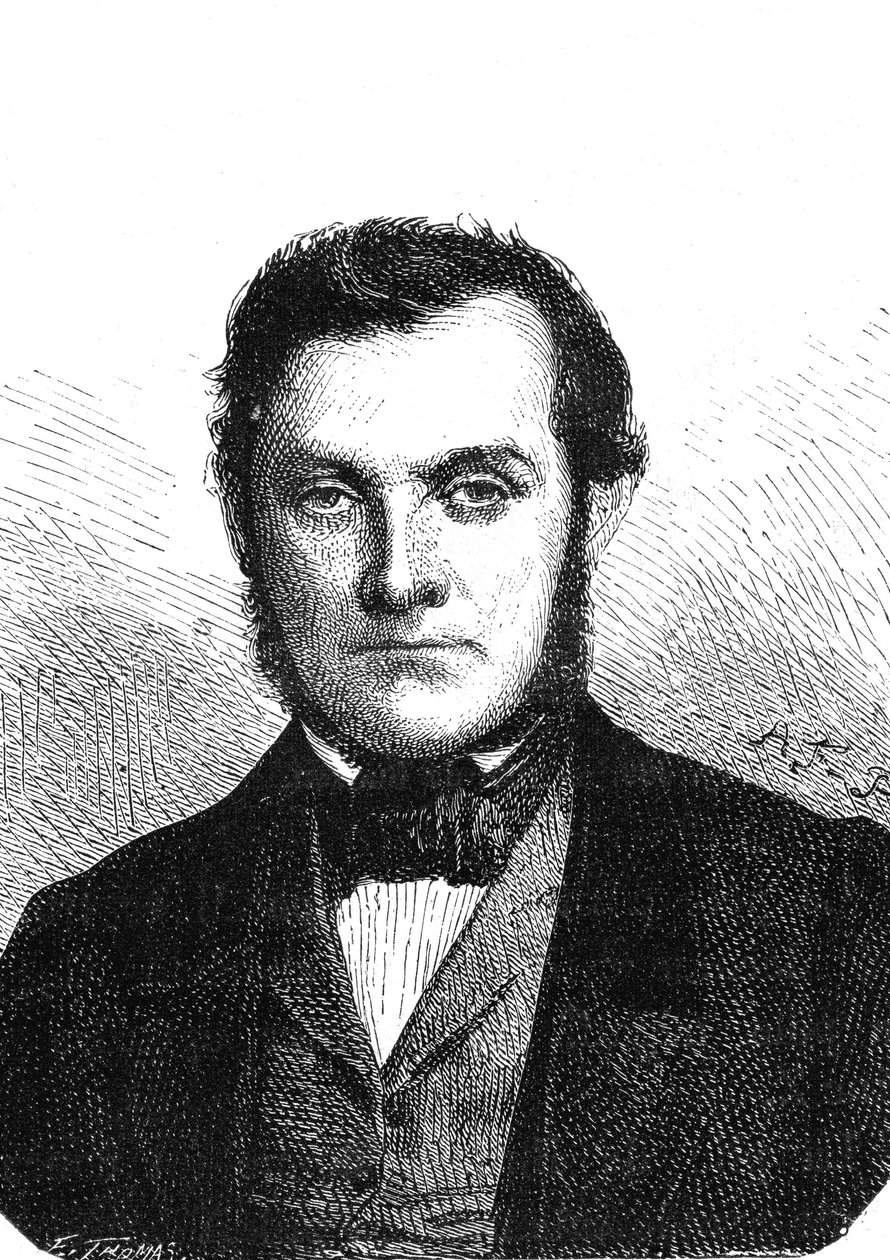 Richard Wilhelm BUNSEN (1811-1899), tysk kemiker opdagede cæsium og rubidium. Indgravering 1867 af French School