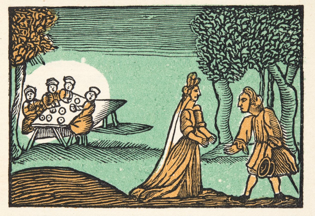Riquet with the Tuft, fra Histories or Tales of Past Times told by Mother Goose, With Morals, af M. Perrault, pub. 1925 (håndkoloreret træsnit) af French School